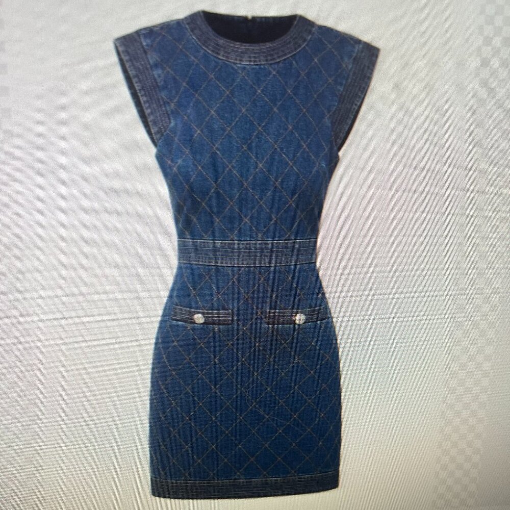 Veronica Beard Ginny Quilted Denim Dress- Size 10
